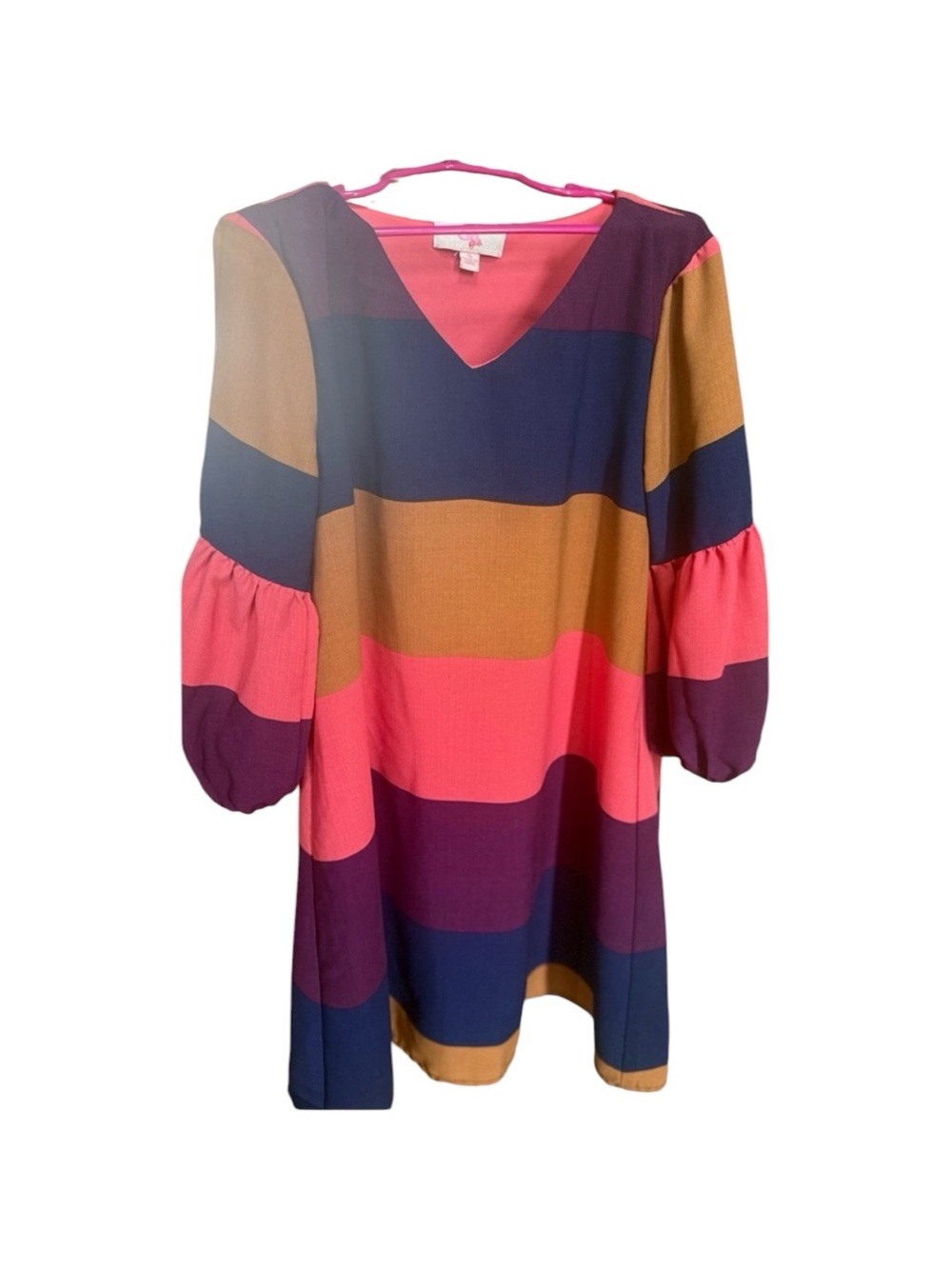 GB Girls Boho Colorblock Bell Sleeve Shift Dress Multicolor Size S